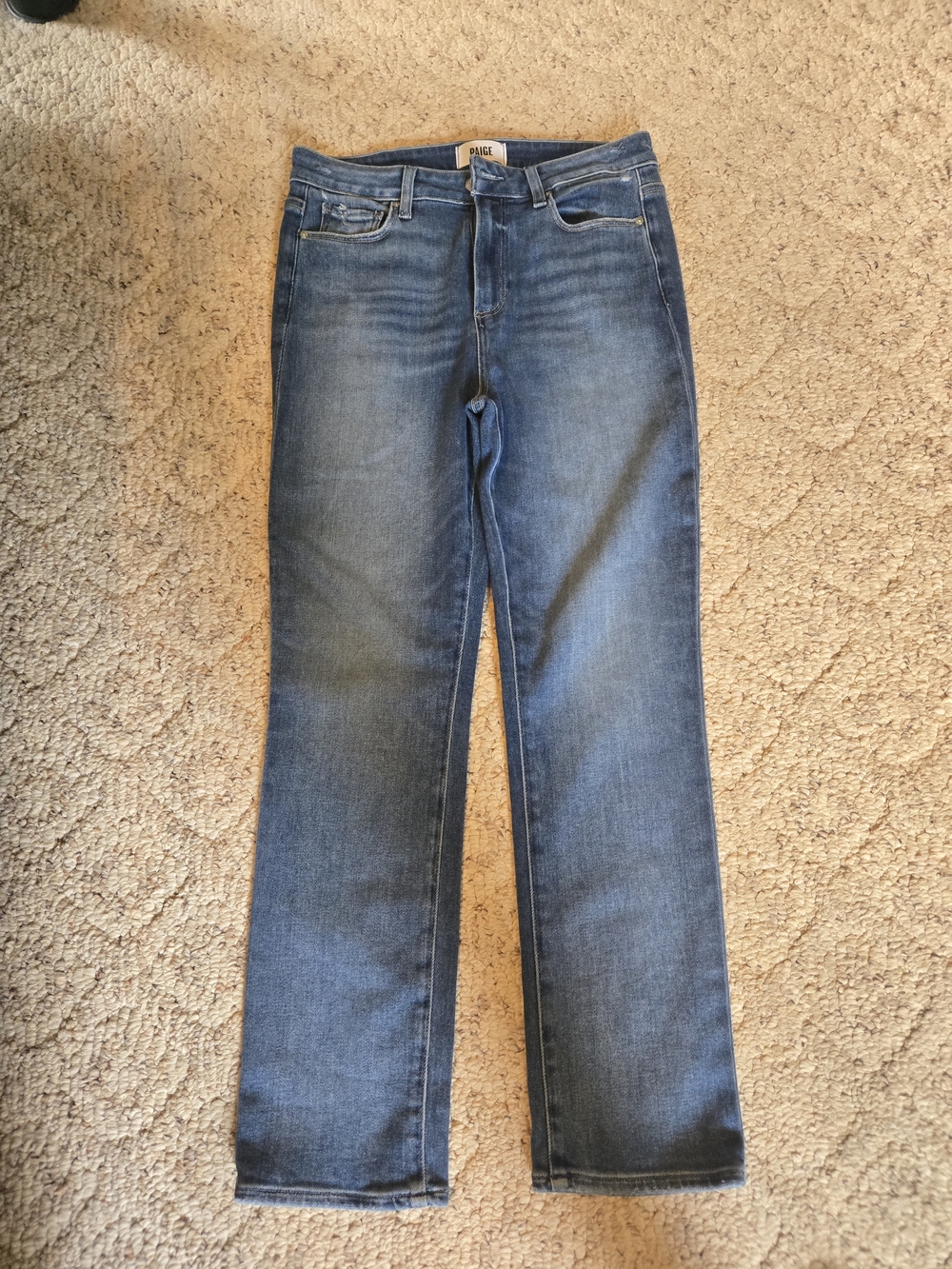 PAIGE Medium Blue Denim Jeans - Straight Leg Cindy Style Inseam 28